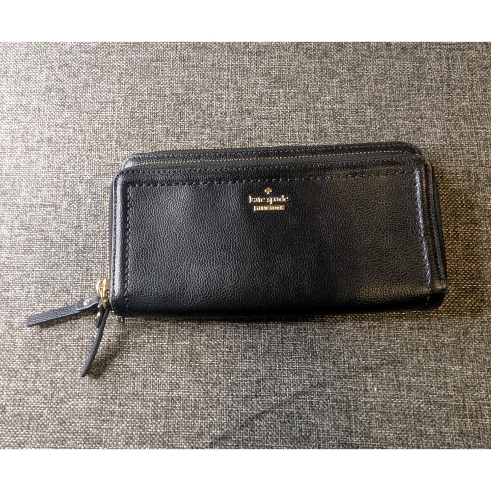 Kate Spade Wallet New York Womens Black Leather Rectangle Classic Zip-Around